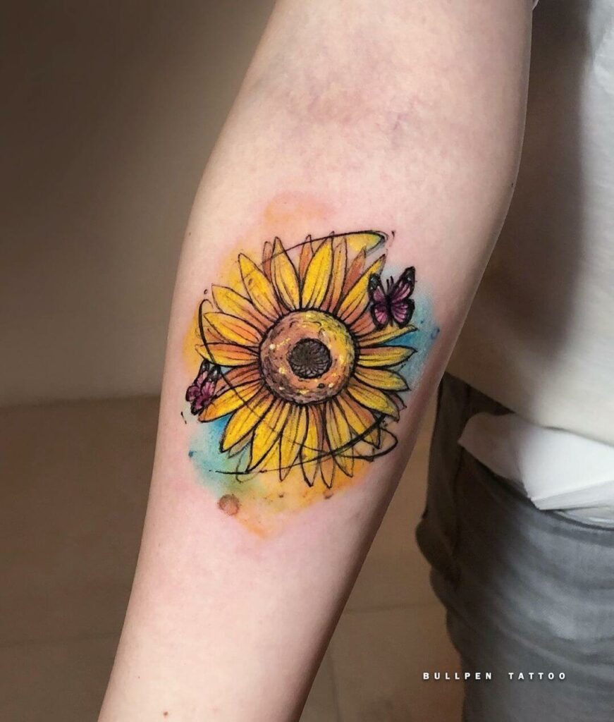 Sunflower Watercolor Tattoos