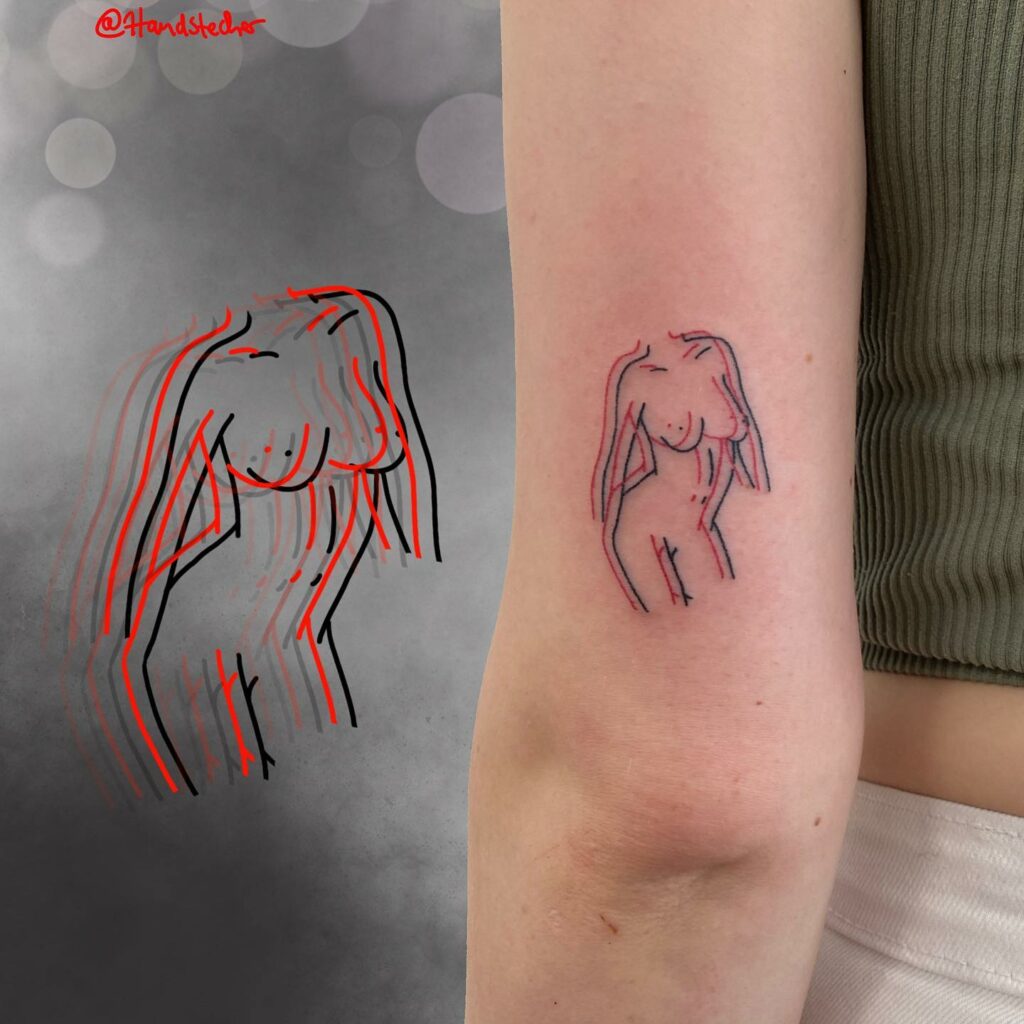 Surreal Minimalist Woman Silhouette Tattoos