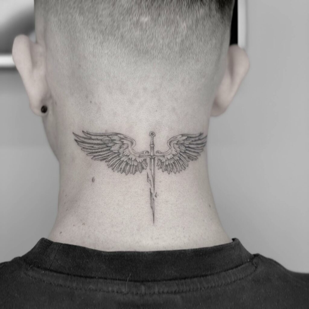 male back tattoo wings