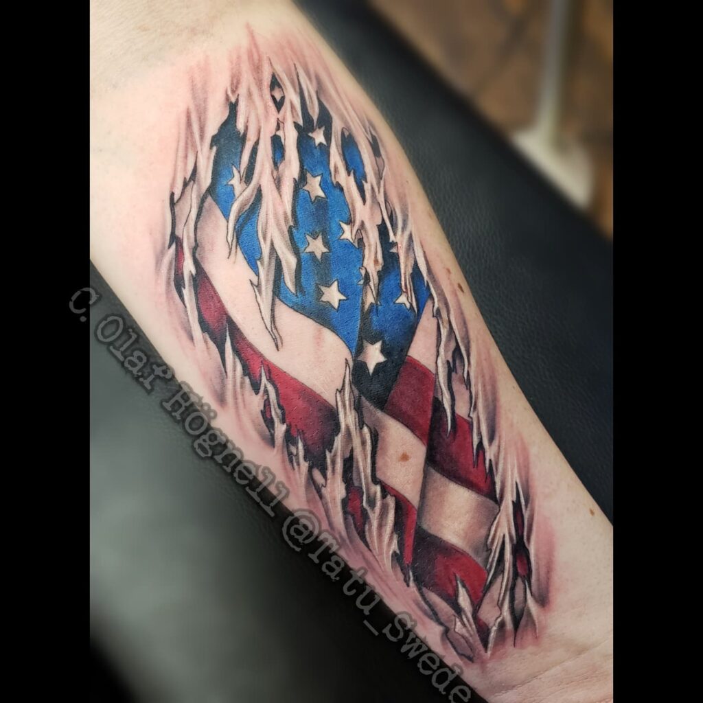 Tattered American Flag Tattoo