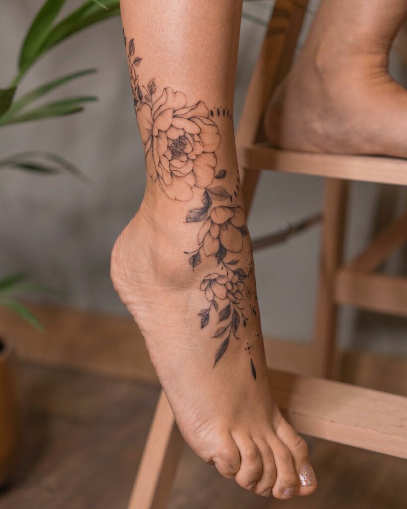 nickcarroll:rose-on-foot-rose-flower-foot-tattoo-traditional-color-floral