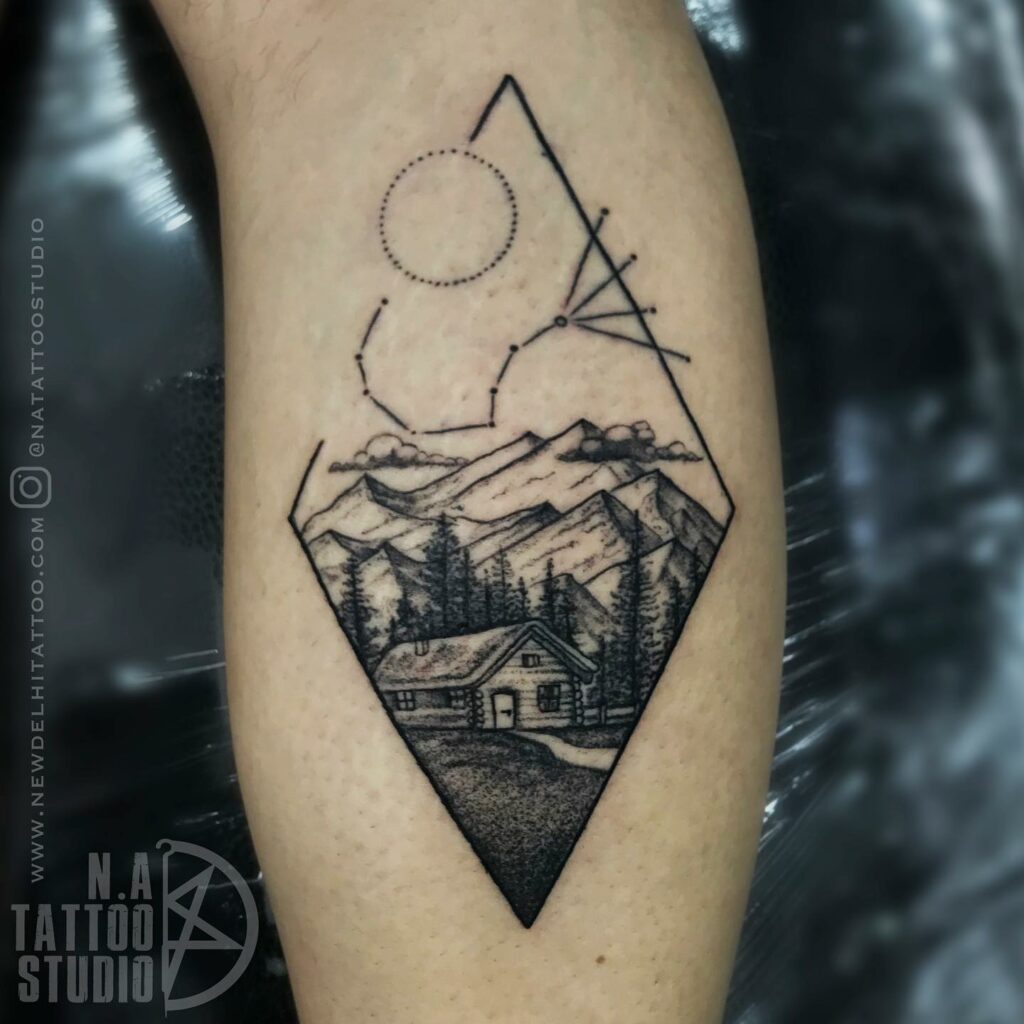 Tattoos Of Mountains And Trees