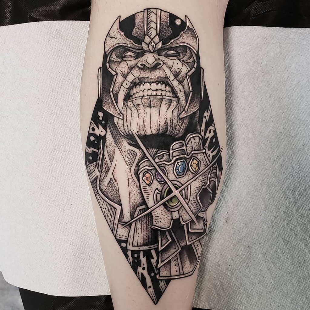 Good Cat Tattoo  Infinity Gauntlet with his kids initials  Facebook