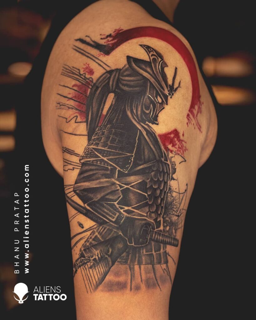 The Black and Red Samurai Warrior tattoo