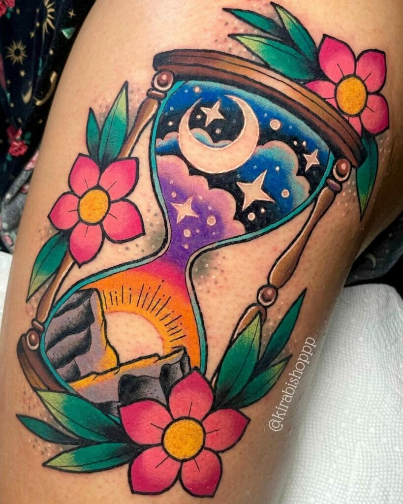 The Blooming Hourglass Tattoo