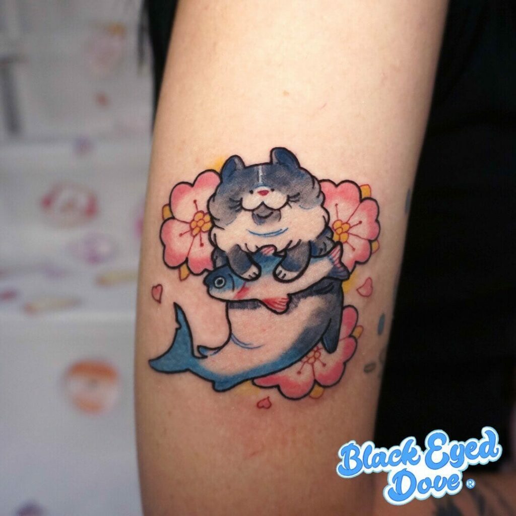 Chubby kitty by Shelby Chin at Parallax Tattoo  Art Studio in San Jose CA   rtattoo