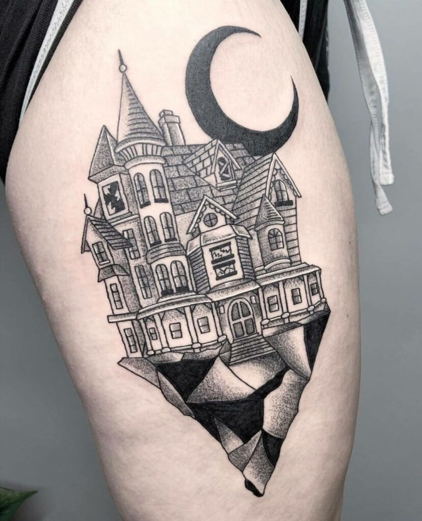 Black Talon Tattoo Company  Creepy haunted house tattooed by Mike Barrs  today  Facebook