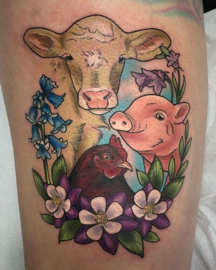 The Coloured Vegan Arm Tattoo