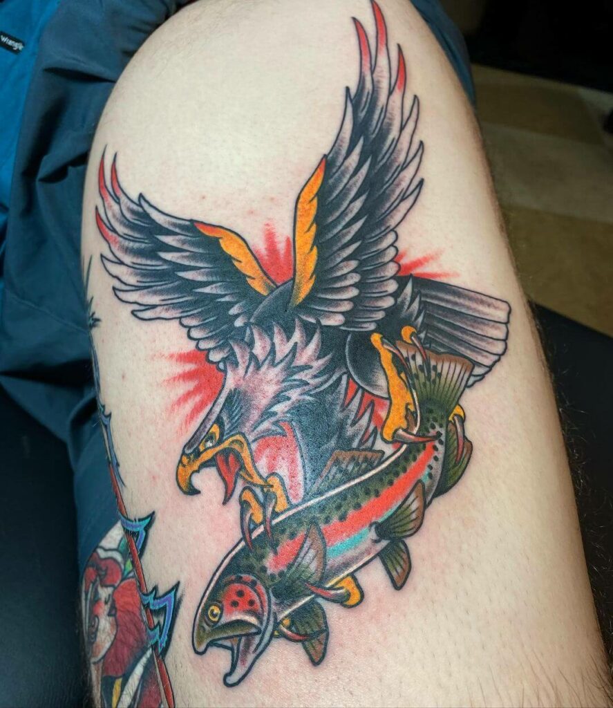 The Coolest Fly Fishing Eagle Tattoo Design