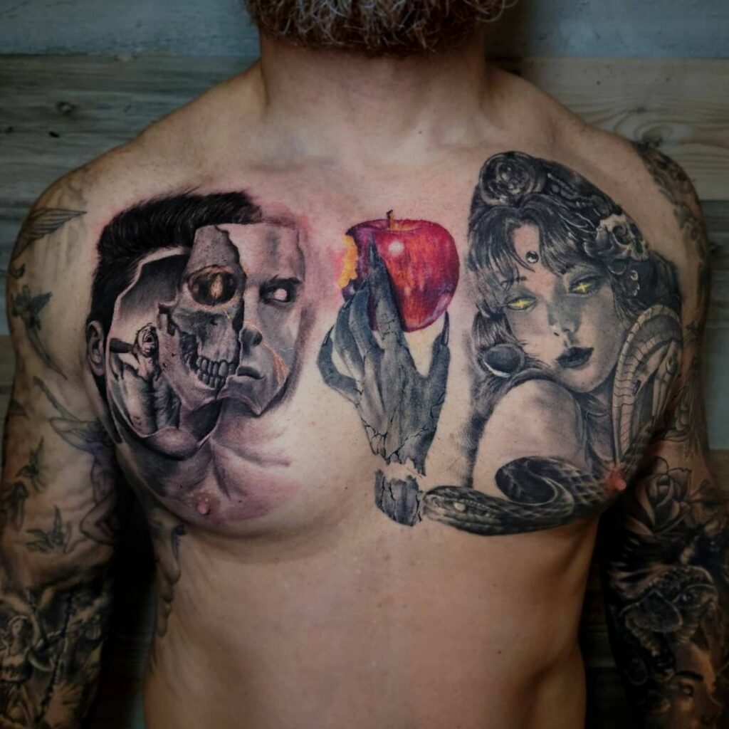 The Creation Of Adam Chest Tattoo