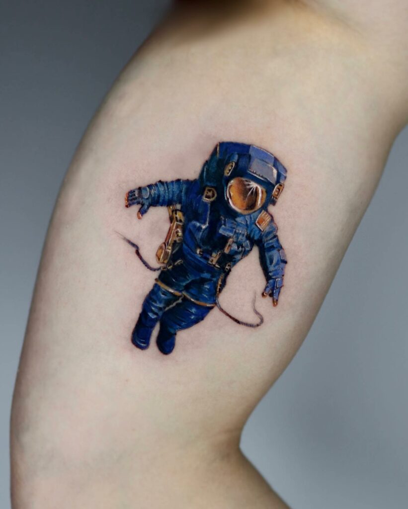 Space inspired tattoo Astronauts helmet with the galaxy inside With all the  planets above space galaxy Planets  Galaxy tattoo Helmet tattoo Astronaut  tattoo