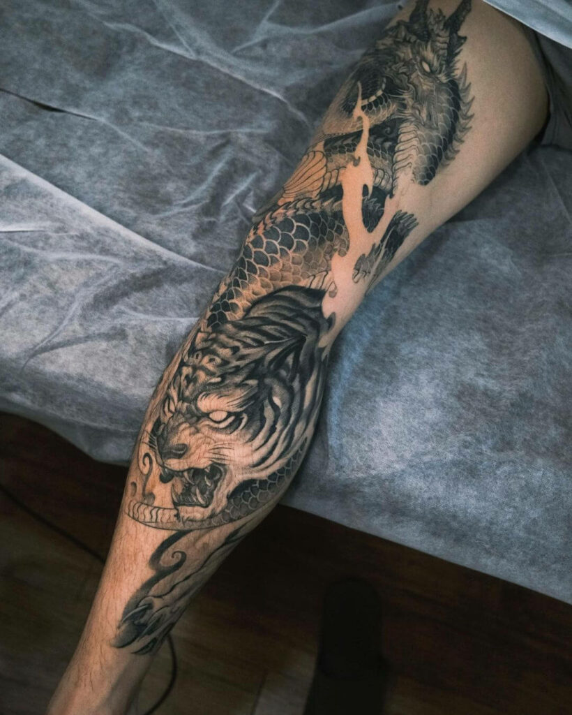 The Dynamic Dragon And Tiger Tattoos