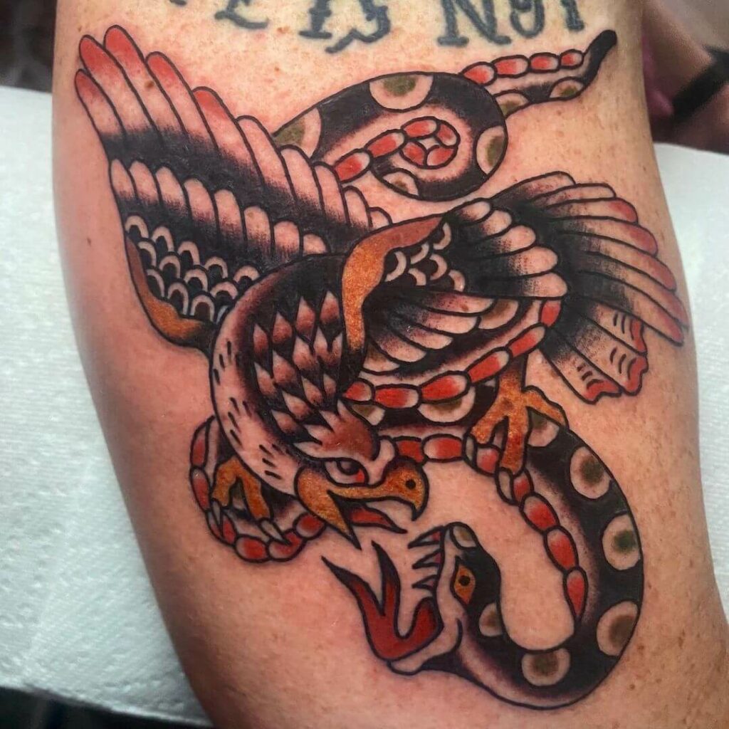 The Eagle X Snake Fierce Fighting Tattoo Design