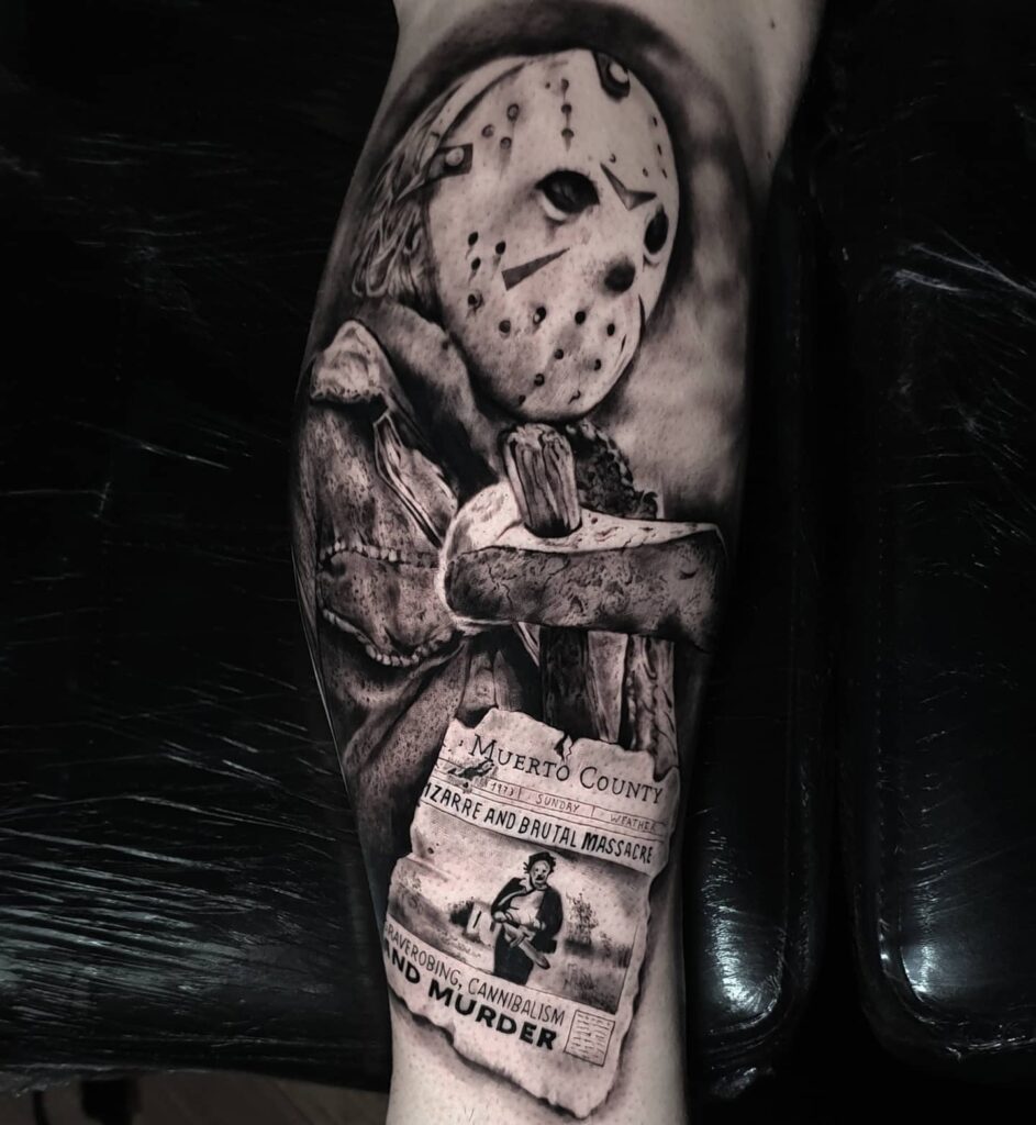The Grayscale Leatherface Horror Taboo Tattoo