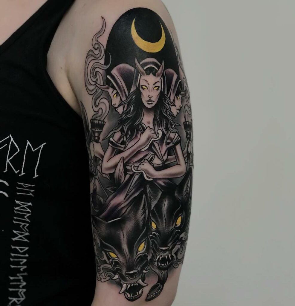 HECATE Seek her at the crossroads goddessofmagic goddessofdoorways  goddessofcrossroads hecate tattoo rvatattoo  Instagram