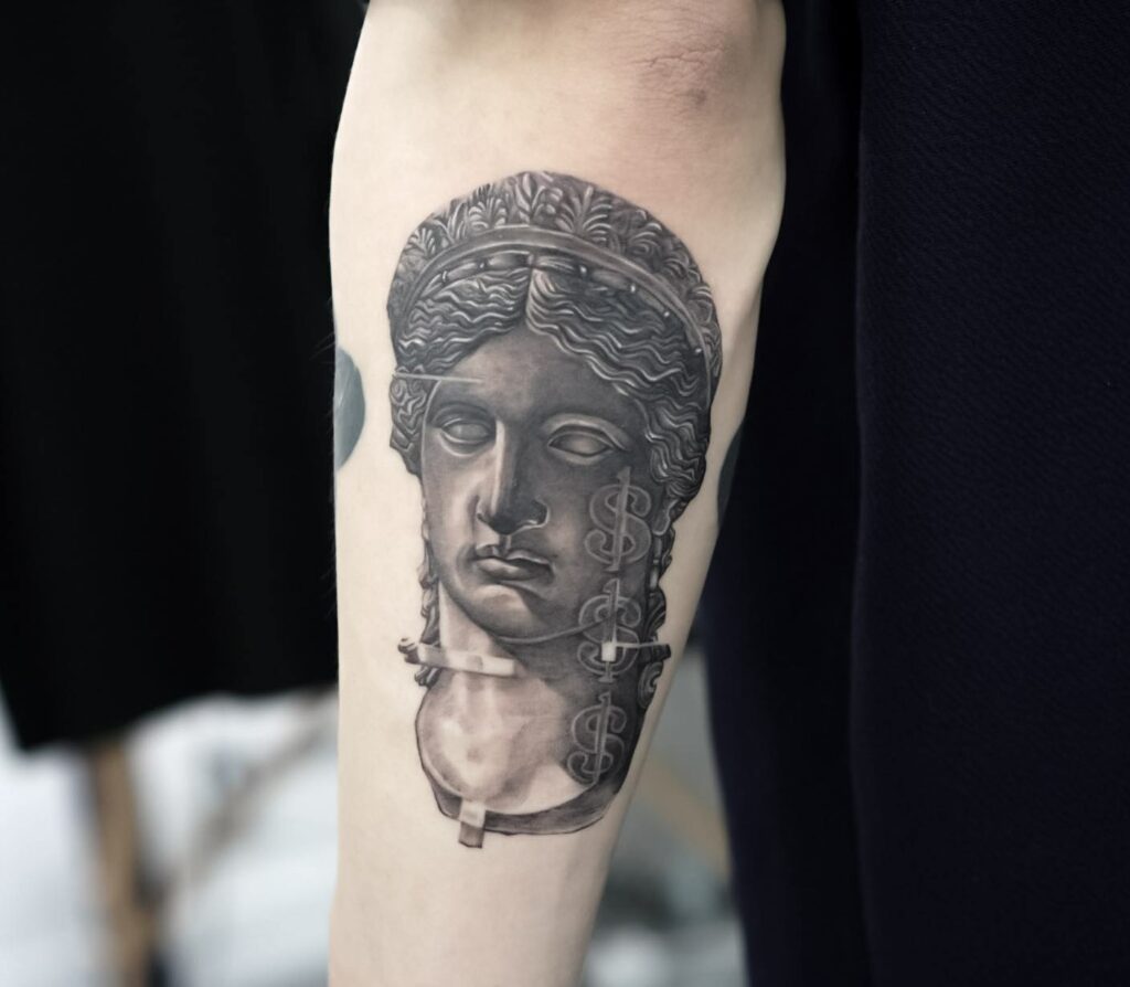 Hestia goddess half sleeve tattoo by thehoundofulster on DeviantArt