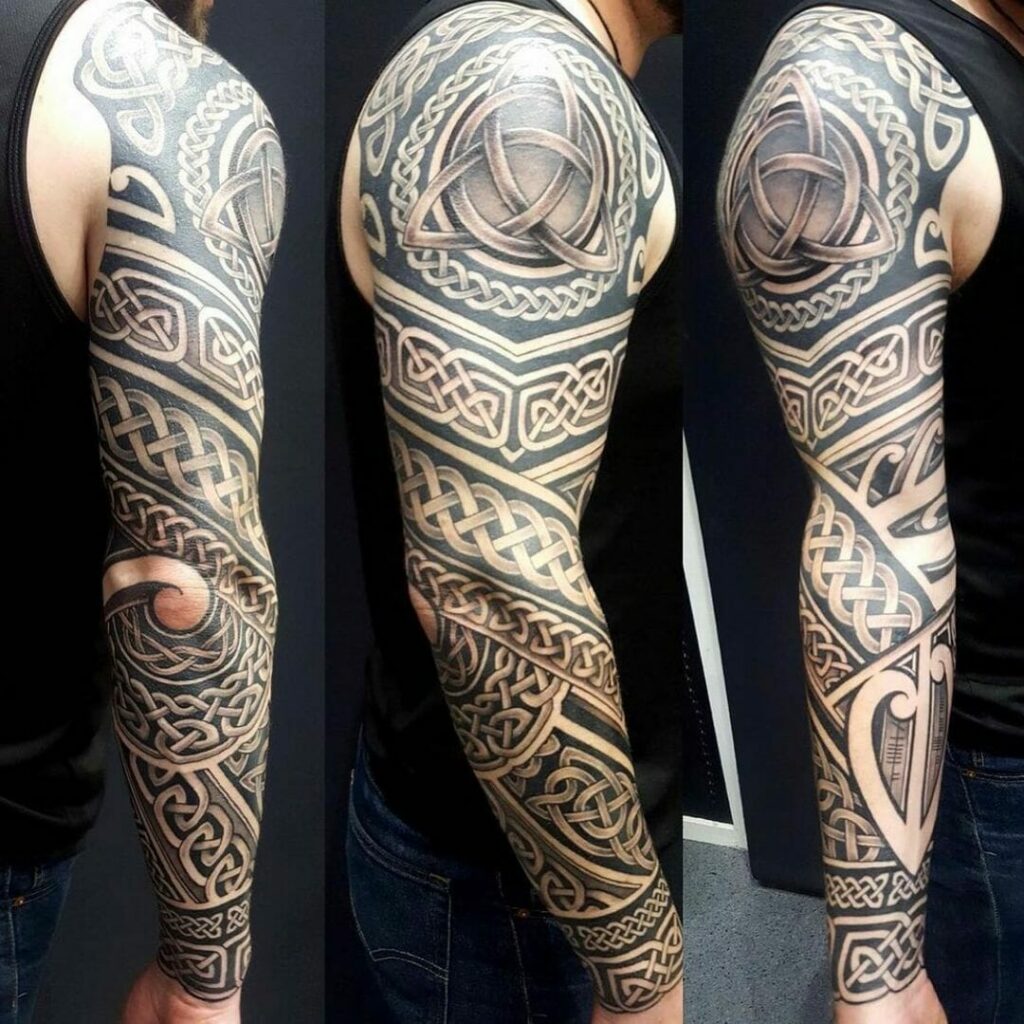 46 Latest Celtic Half Sleeve Tattoo Ideas To Inspire You In 2023   The Holy Trinity Celtic Sleeve 1024x1024 