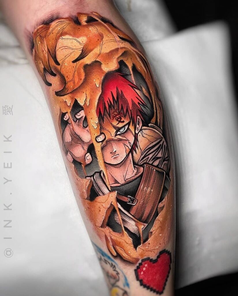 The Iconic Gaara X Sand Coffin Action Pose Tattoo