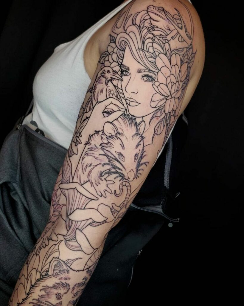 The Long Unconventional Mother Nature Tattoo Sleeve