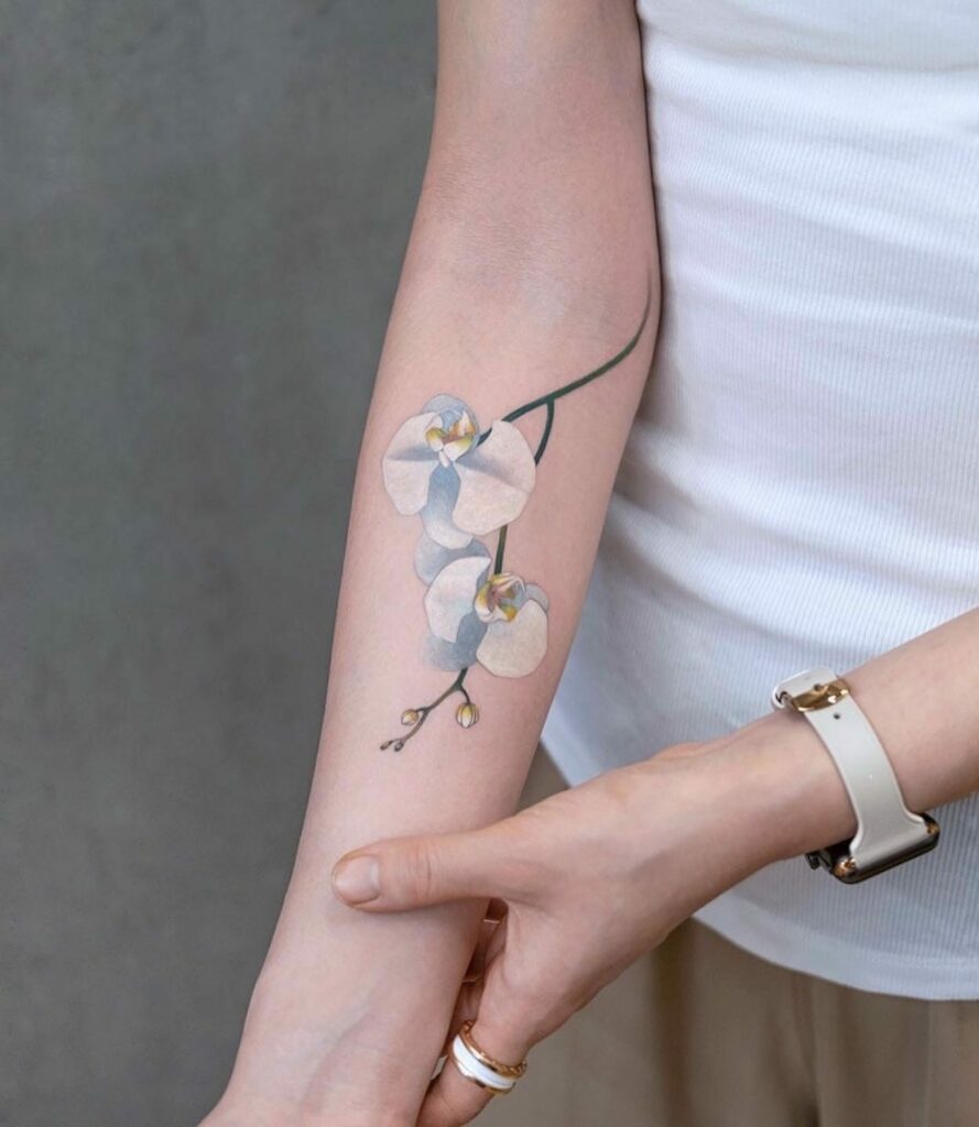 The Minimally Colored Dahlia Tattoo