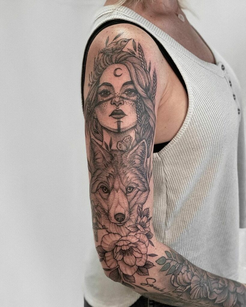 The Powerful Fox-Mother Nature Tattoo