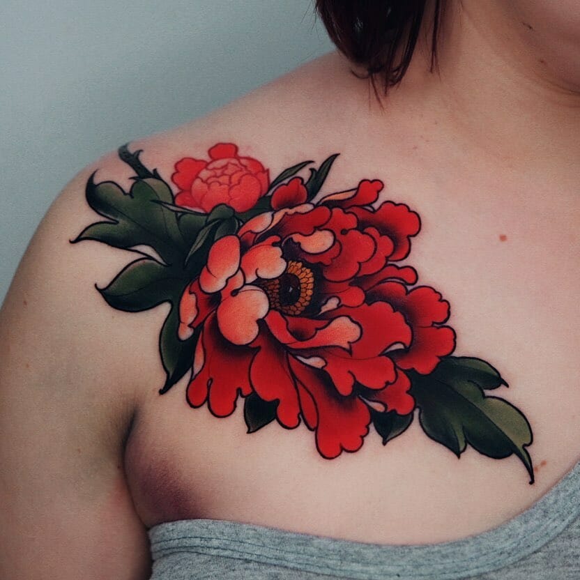 The Realistic Bold Peony Tattoo