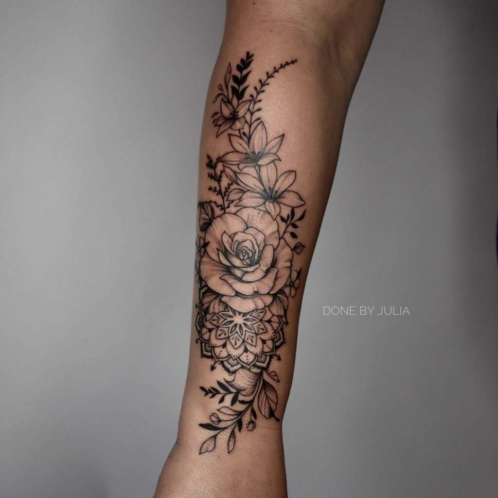 Floral forearm tattoo