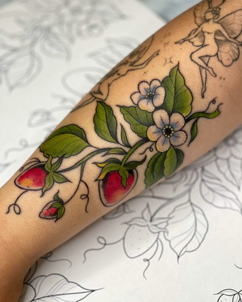 Tattoo of Flowers Vines Thigh