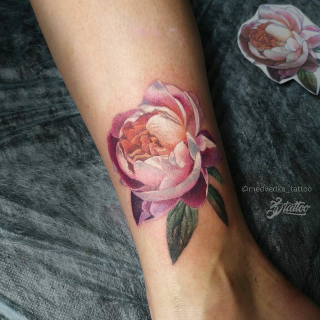 Hip Realism Peonies tattoo at theYoucom