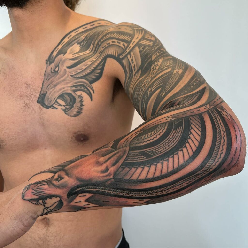 The Wolf Chest To Sleeve Tattoo