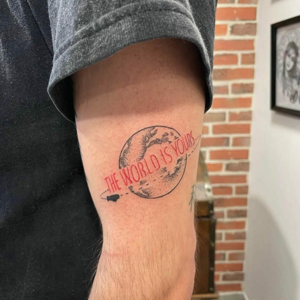 Scarface inspired tattoo remember the world is yours  you can do and  become anything        iwastattoos inkedup art  theworldisyours  By Omar tattoos  Facebook