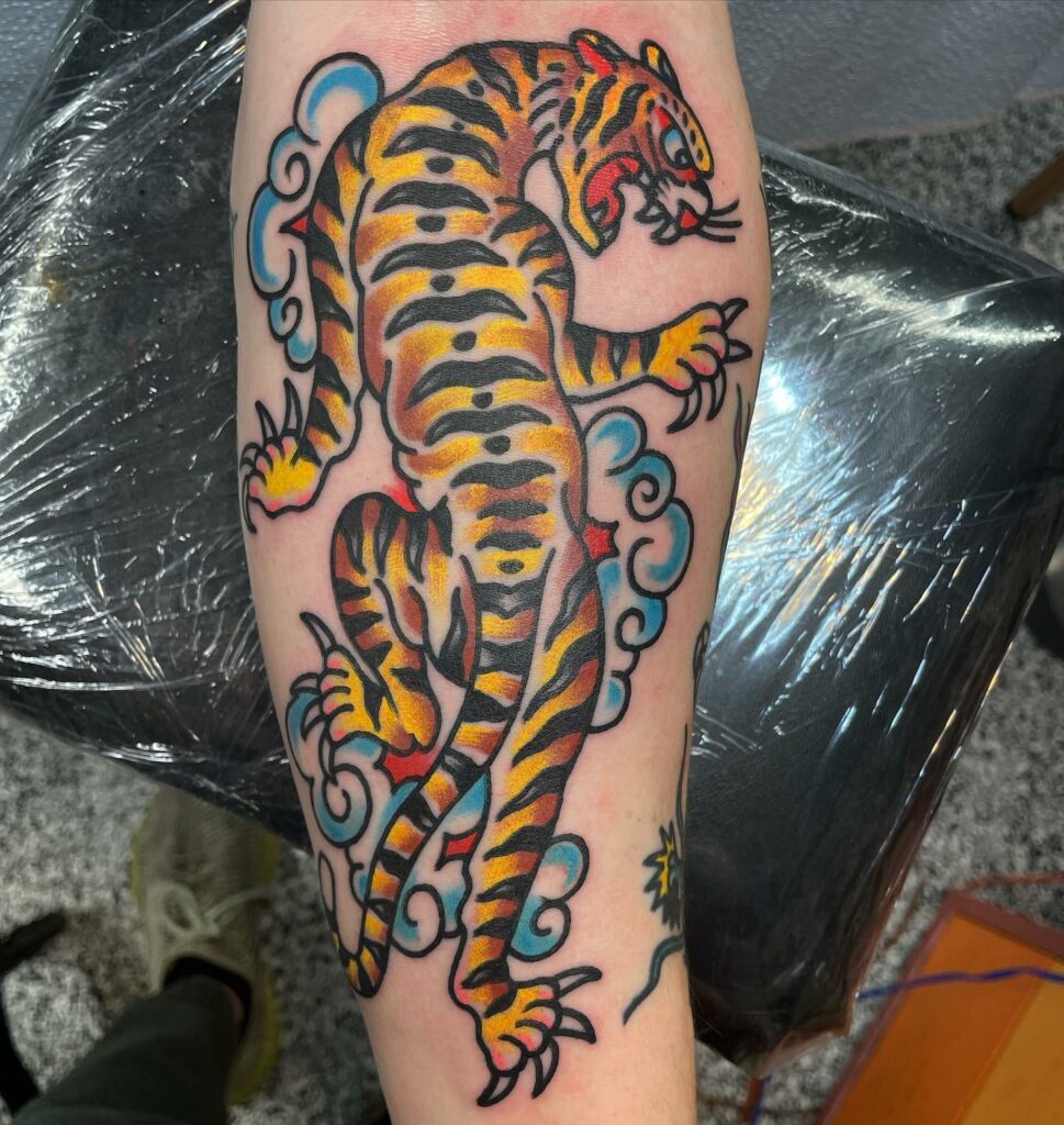 Tiger Tattoo In Traditional Tattoo Style Design