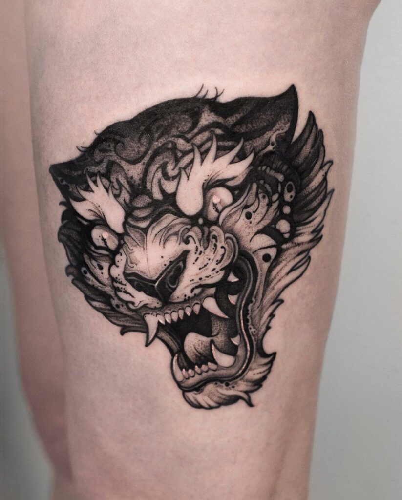 Tiger Thigh Tattoo