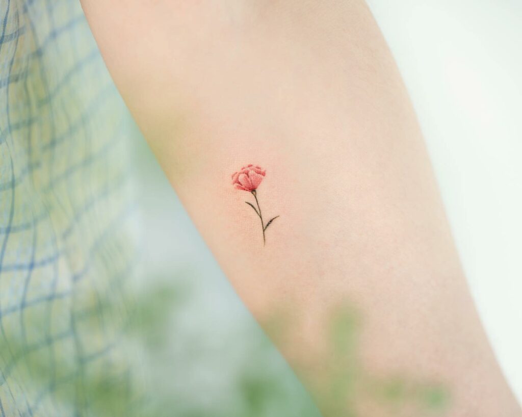 Tiny And Adorable Carnation Flower Tattoos