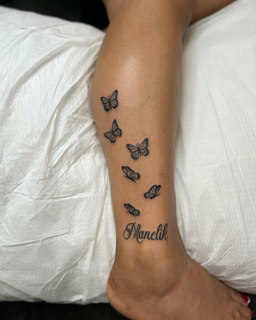Tiny Butterfly Tattoo With Name