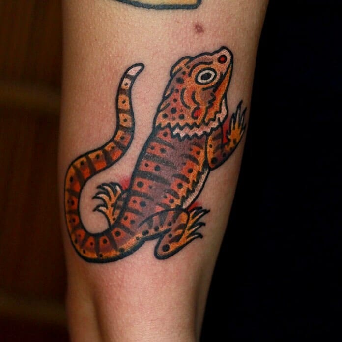 Traditional Bearded Dragon Tattoo