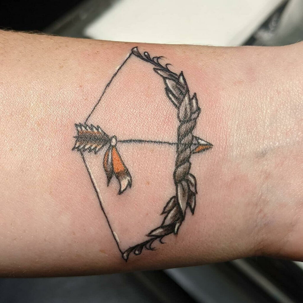 Traditional Bow And Arrow Tattoo Of An Archer