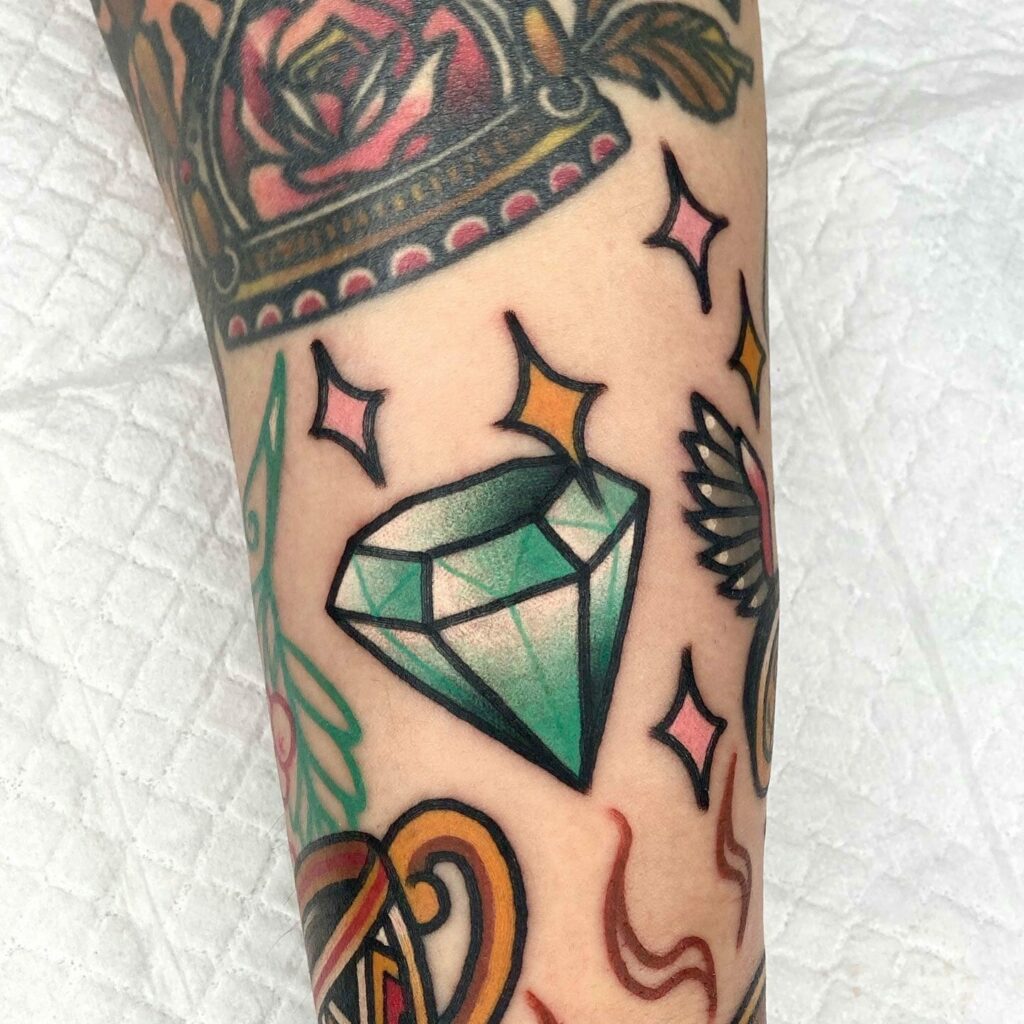 Heart Shaped Diamond Tattoo