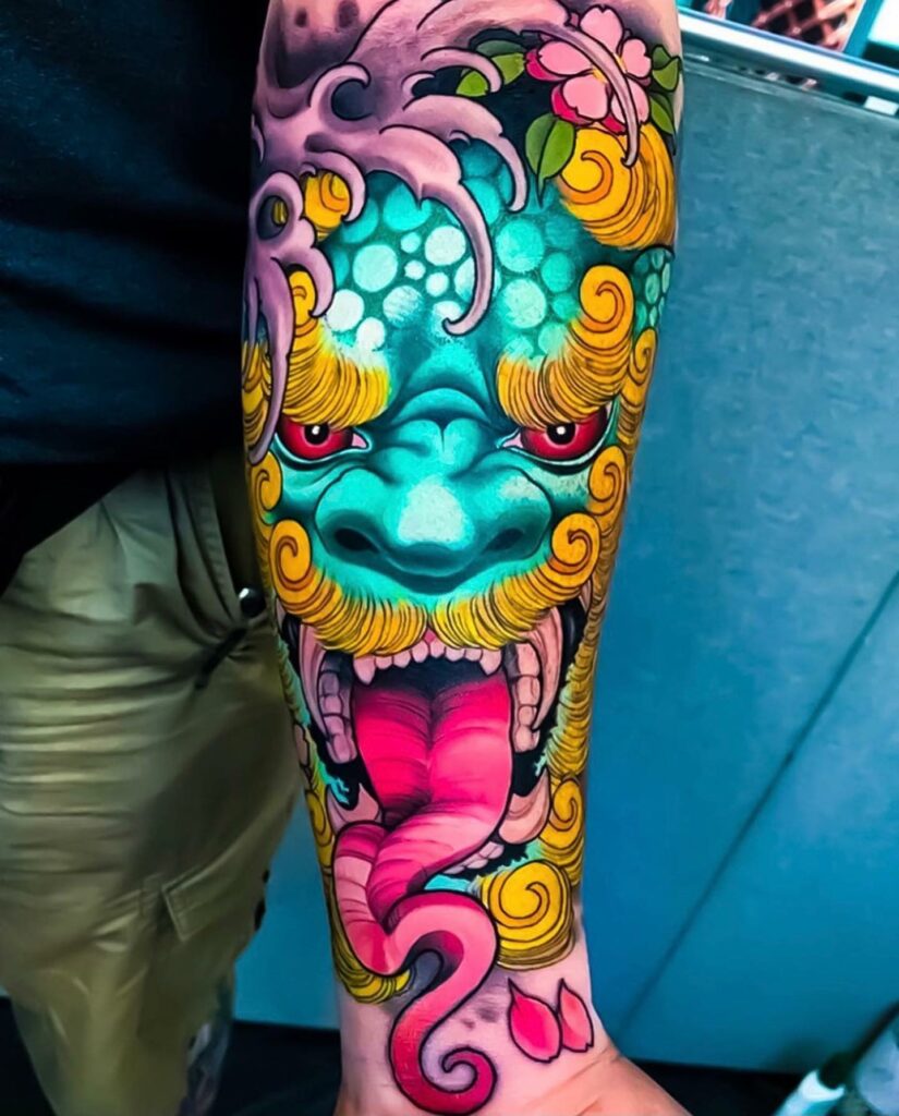 Traditional Foo Dog Tattoo