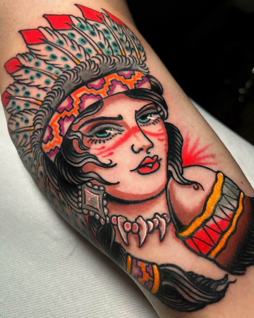 11 Classic Americana Tattoo Ideas That Will Blow Your Mind   Traditional Gypsy Girl Tattoo Design 819x1024 