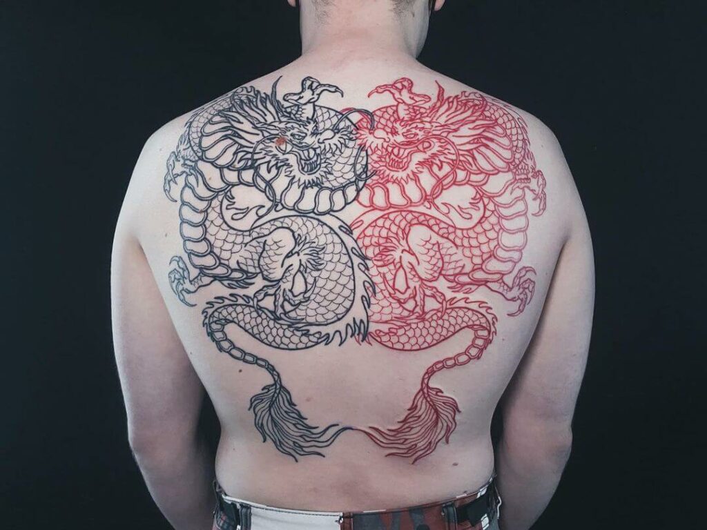 Traditional Japanese Dragon Full Back Tattoo