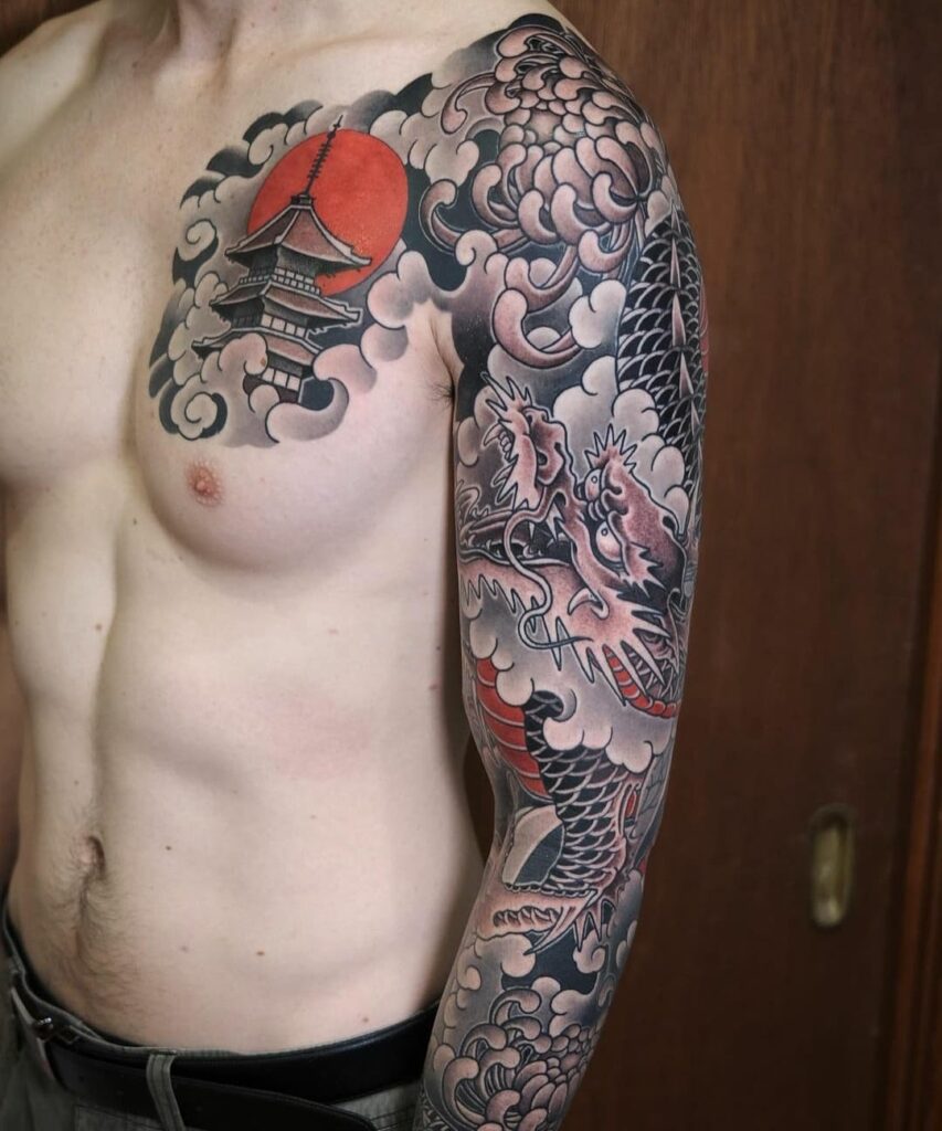 Traditional Japanese Dragon Tattoo Idea For The Old School Folks