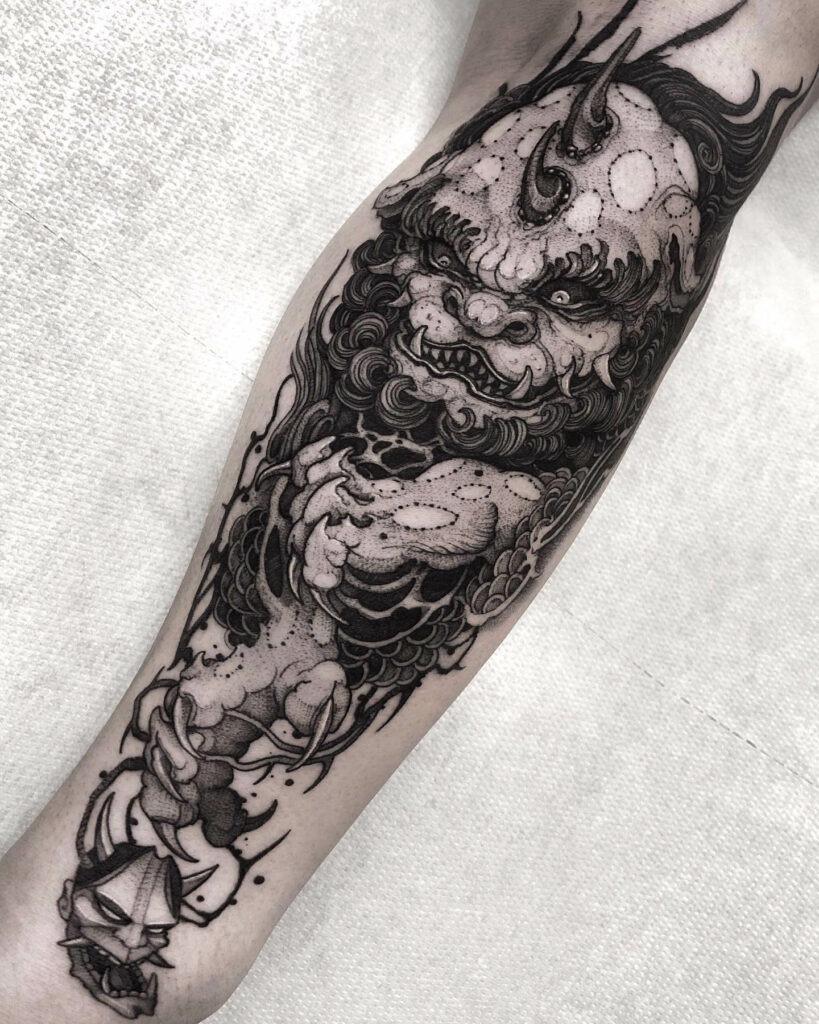 Michaels Foo Dog and Peony Arm Sleeve Tattoo  Behance