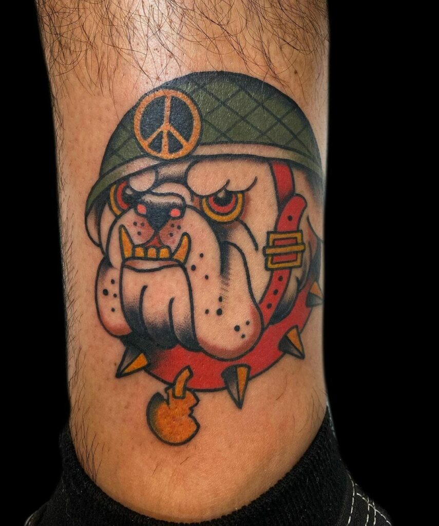Traditional Marine Bulldog Tattoo