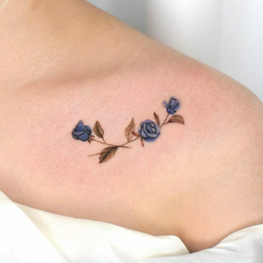 Vivid Blue Rose Tattoo