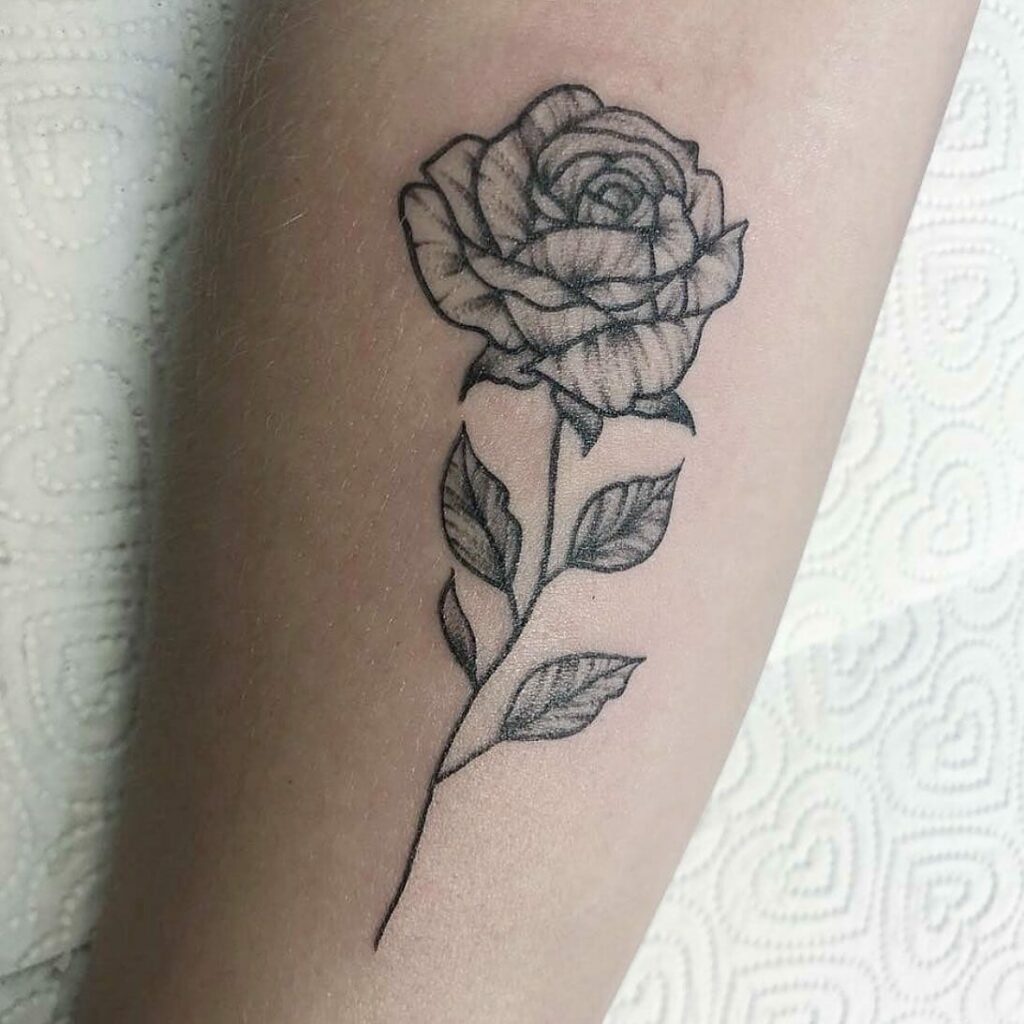 Traditional Rose Tattoo With Detailed Petals