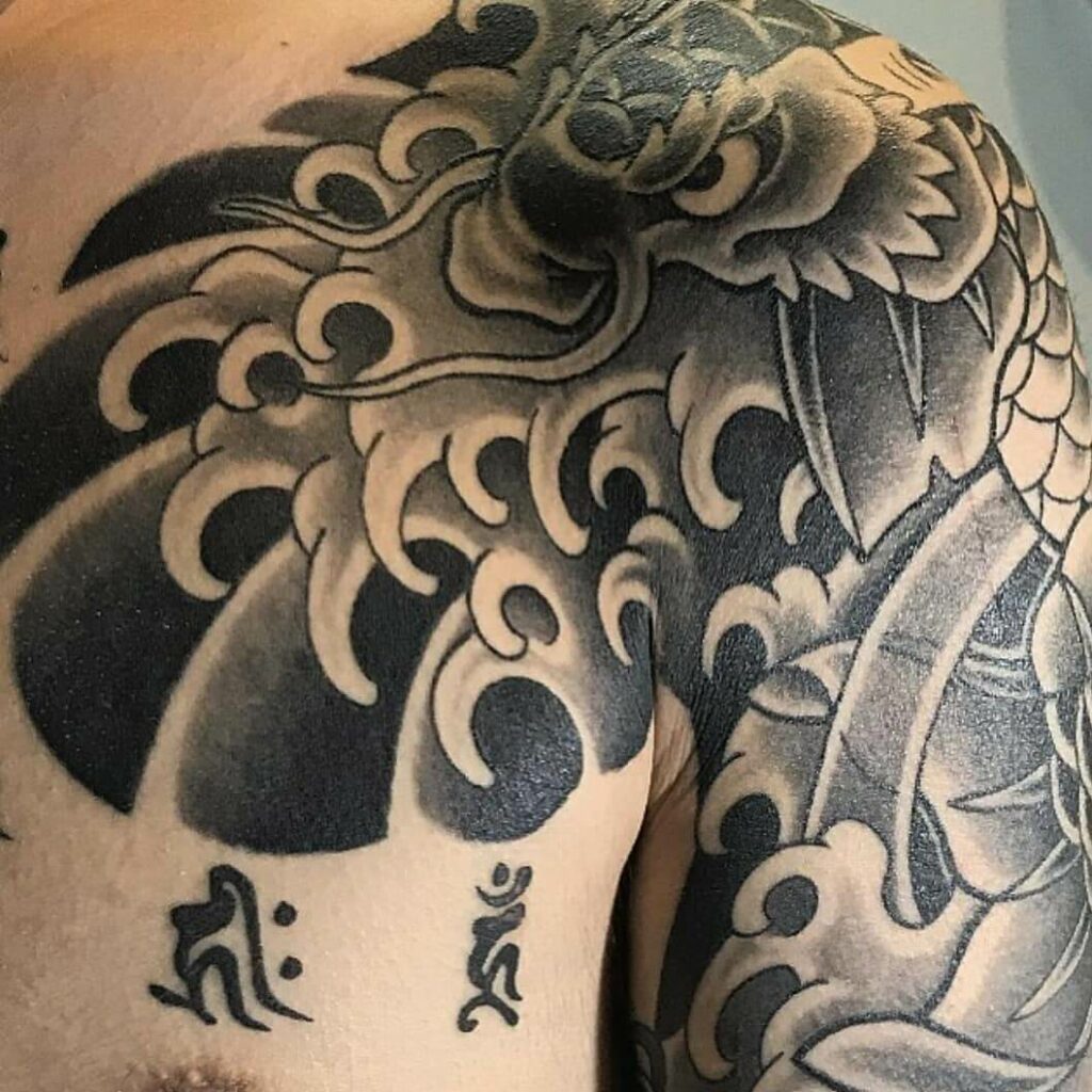 Traditional Wave Style Japanese Hikae Tattoo