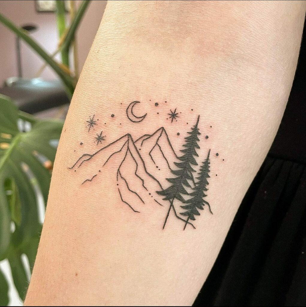 11 Minimalist Mountain Tattoo Ideas That Will Blow Your Mind   Trendiest Mountain Tattoo Designs 1021x1024 