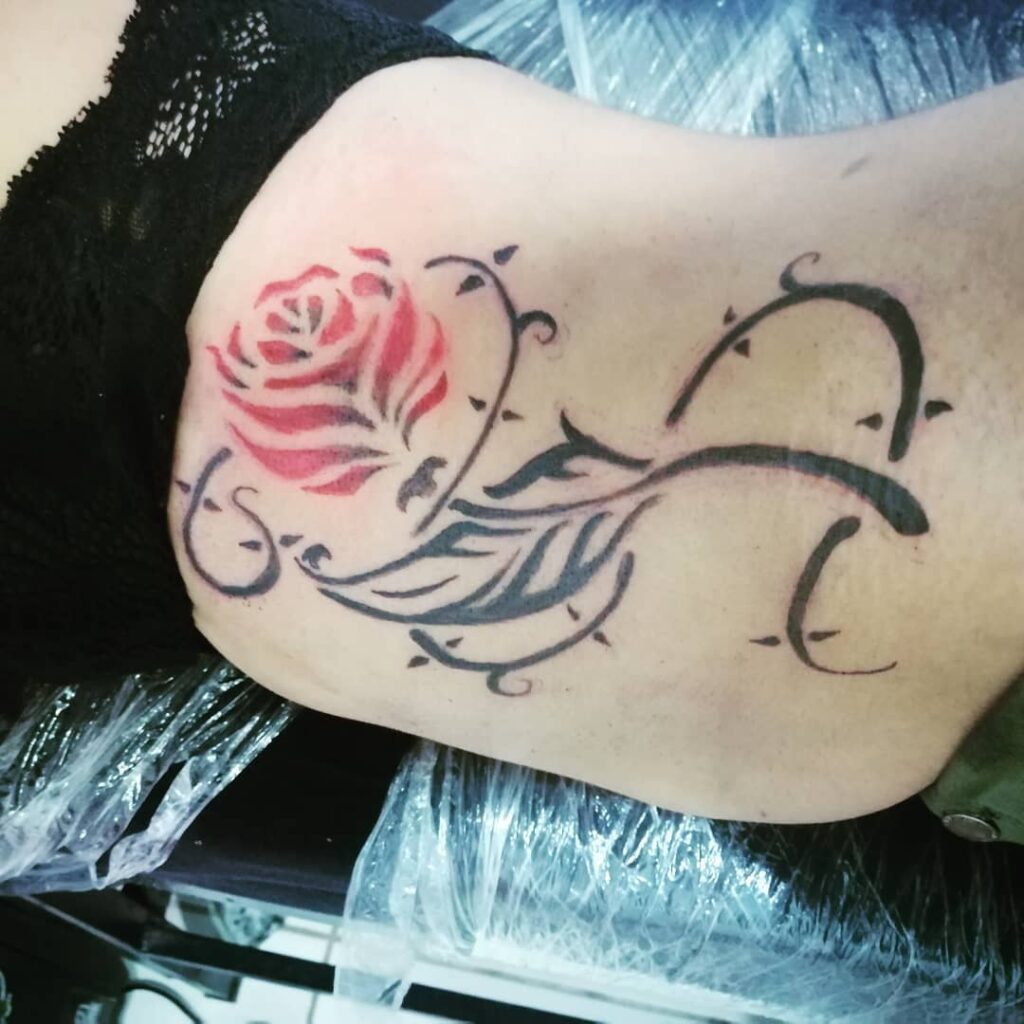 Tribal Rose Tattoo On Back