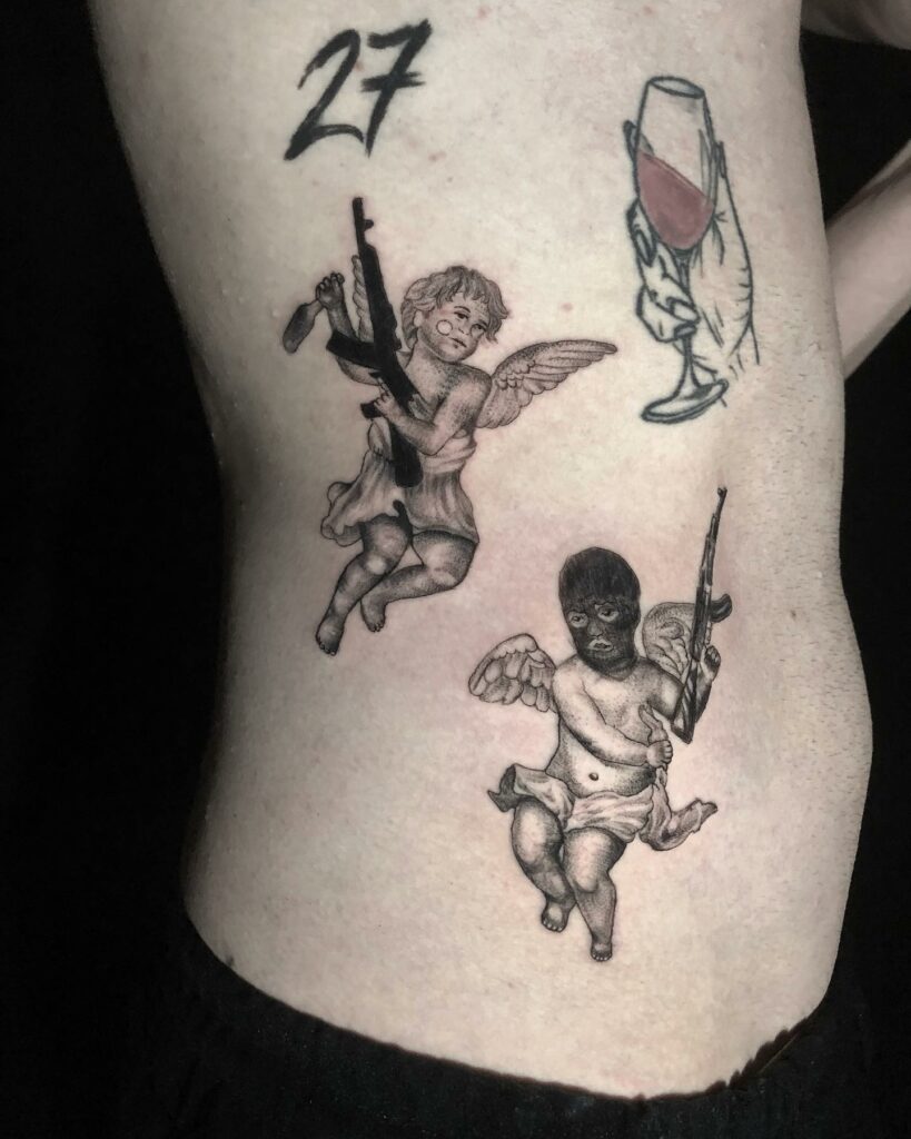 Waterproof Temporary Tattoo Stickers Love Angel Cupid Gun Tattoo Flash  Tattoo Shoulder Clavicle Female Male  Temporary Tattoos  AliExpress